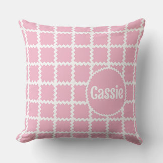Pink Ric Rac Check for Girl Throw Pillow