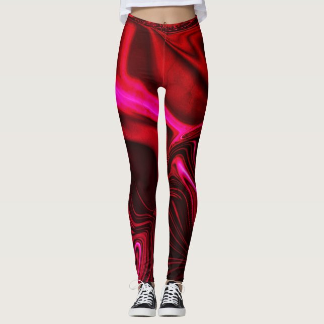 Pink ripples over reddish pink, slightly cracked leggings (Front)