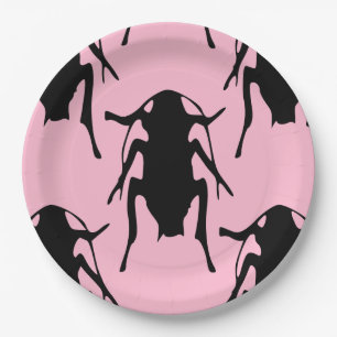 pink roaches paper plates