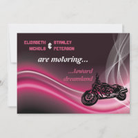 Pink road biker wedding invitation