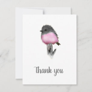 Pink Robin Bird Merci Cartes de notes