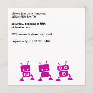 Pink Robot Baby Shower Invitation
