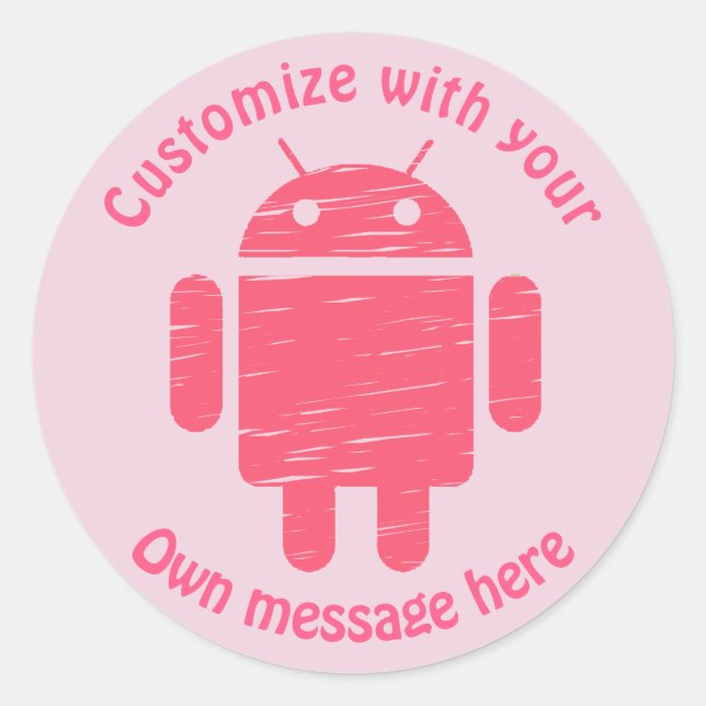 Pink Robot Custom Kids Birthday Classic Round Sticker (Front)