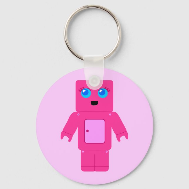 Pink Robot Keychain (Front)