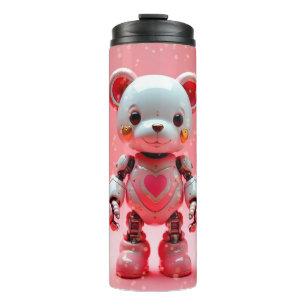 Pink Robot Teddy Bear Valentine's Tumbler