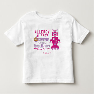 Pink Robot Tree Nut Allergy Alert Girls Toddler T-shirt