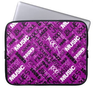 Pink Rock Pop R & B Music Text Laptop Sleeve