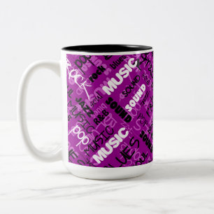 Pink Rock Pop R & B Music Text Mug