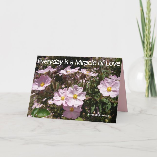 Pink Rock Roses Everyday is a Miracle floral Card (Front)