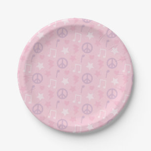 Pink Rock Star Girls Birthday Party Supplies Paper Plate