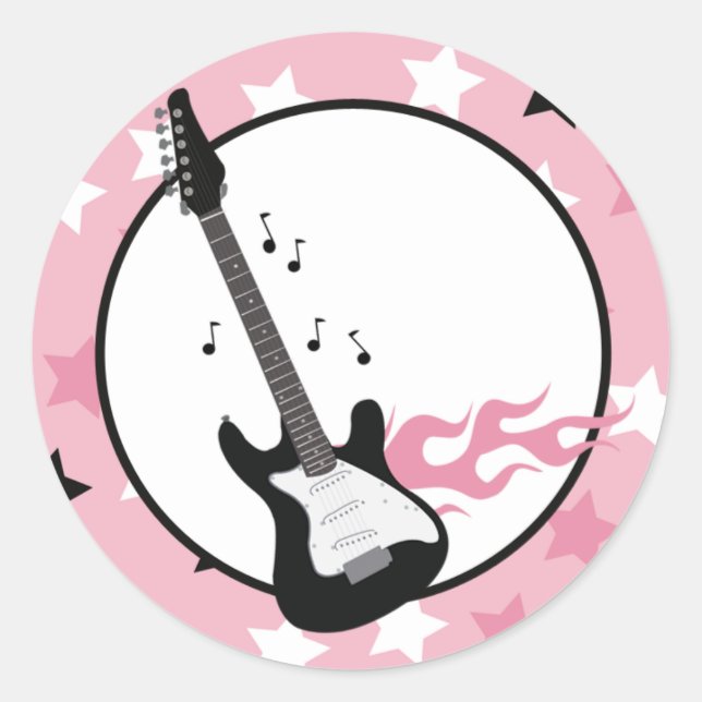 PINK ROCK STAR GUITAR Envelope Seals (Front)