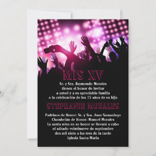 Pink Rock Star Quinceanera Invitation