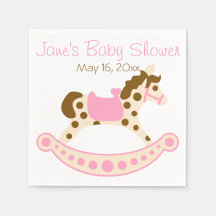 Pink Rocking Horse Baby Shower Napkin