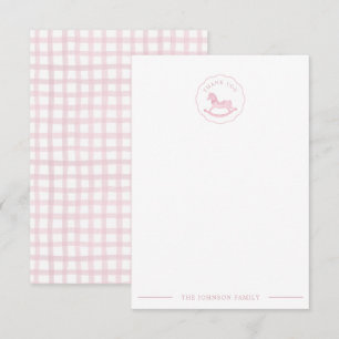 Pink Rocking Horse Baby Shower Thank You Card