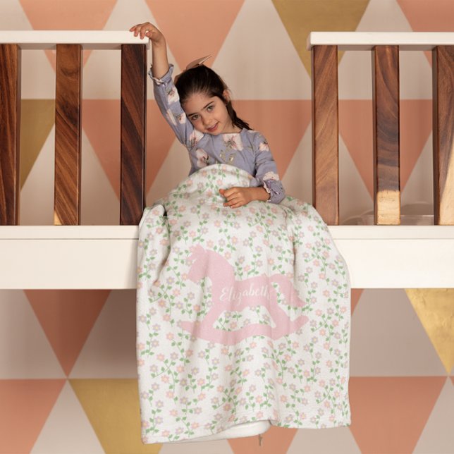 Pink Rocking Horse Fleece Blanket (Creator Uploaded)