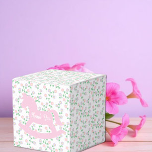 Pink Rocking Horse Girl Baby Shower Favor Box