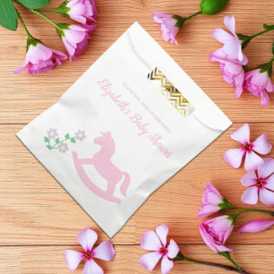 Pink Rocking Horse Girl Baby Shower Favour Bag