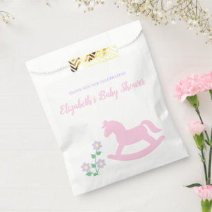 Pink Rocking Horse Girl Baby Shower Favour Bag