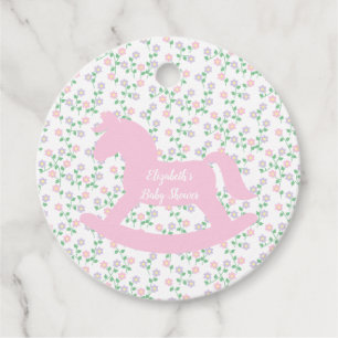 Pink Rocking Horse Girl Baby Shower Favour Tags