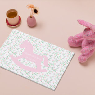 Pink Rocking Horse Girl Baby Shower Guest Book