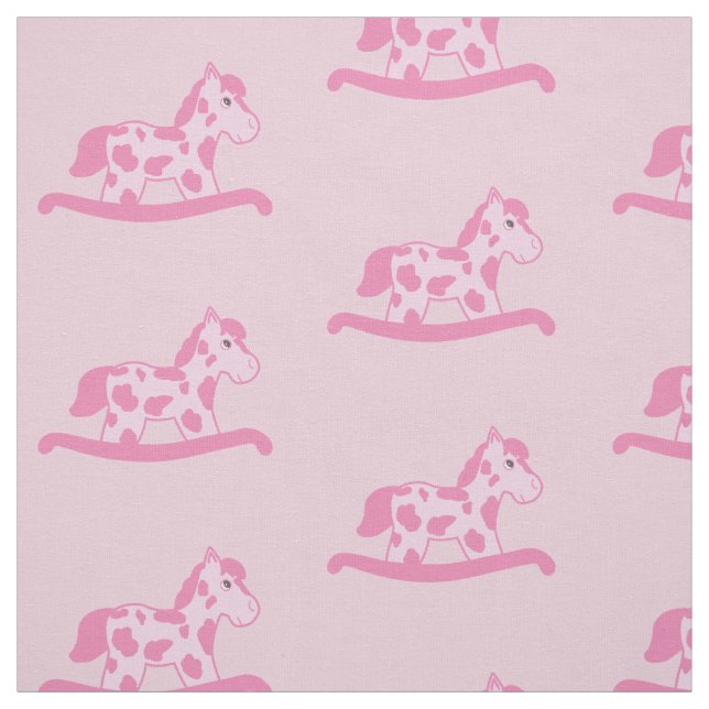 Pink Rocking Horse Pattern Fabric (Swatch)