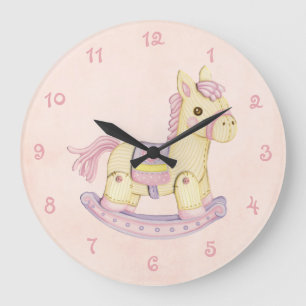 Pink Rocking Horse Wall Clock