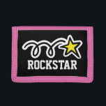 Pink rockstar wallet for girls | Personalizable<br><div class="desc">Pink rockstar wallet for girls | Personalizable | Custom kids gifts. Personalizable with name or monogram. Fun gift idea for teen children into music,  singing and dancing. Personalized present with name or initials. Girly pink and other colours available.</div>