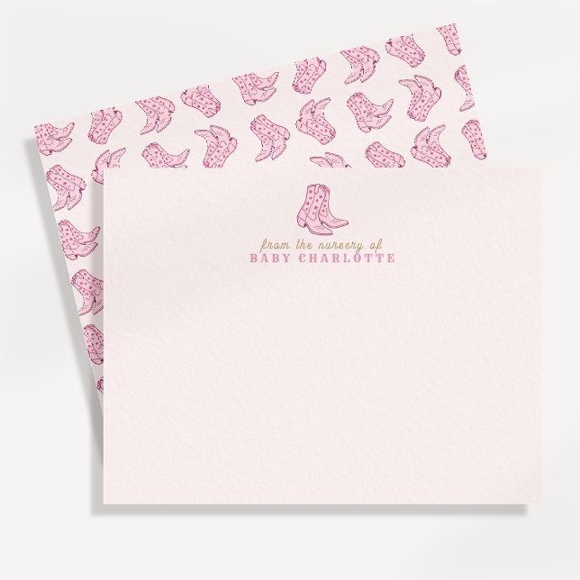 Pink Rodeo Boots Nursery Note Card (Creator Uploaded)
