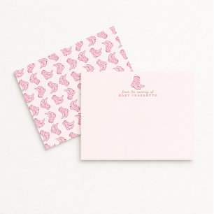 Pink Rodeo Boots Nursery Note Card