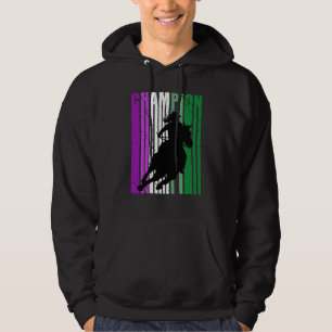 Pink Rodeo Champion Cowgirl on Horse Barrel Racing Hoodie