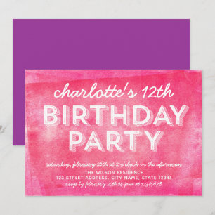 Pink Rolled Ink Any Age Birthday Invitation
