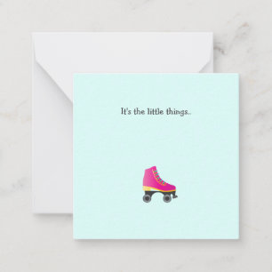 Pink Roller Skate Mini Thank You Flat Note Card