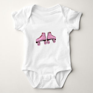 Pink Roller Skates Baby Bodysuit