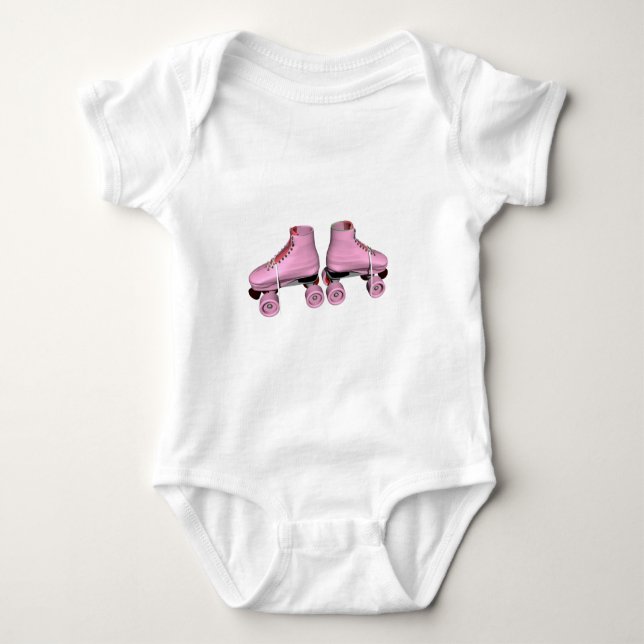 Pink Roller Skates Baby Bodysuit (Front)