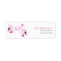 Pink Roller Skates Birthday Party Address Labels