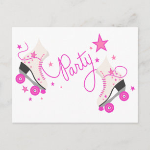 Pink Roller Skates Birthday Party Postcard