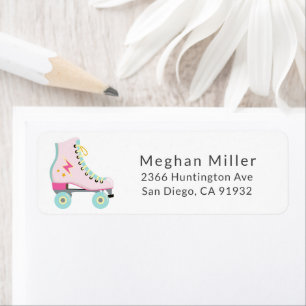 Pink Roller Skates Girls Address Label