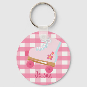 Pink Rollerskates Keychain