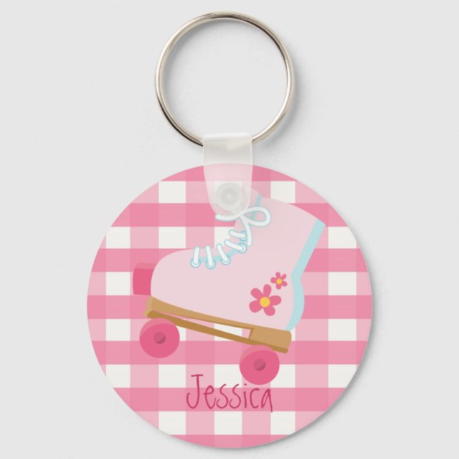 Pink Rollerskates Keychain (Front)
