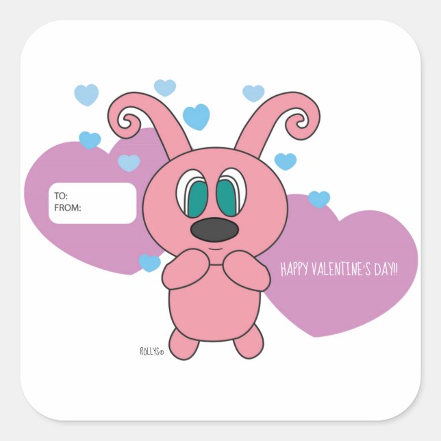 Pink Rollys Valentine's Day Sticker (Front)