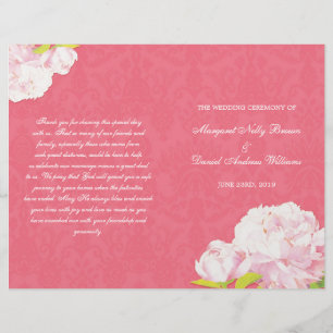 Pink Romance Wedding Bi Fold Program