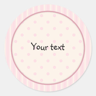 Pink romantic dots and stripes design classic round sticker
