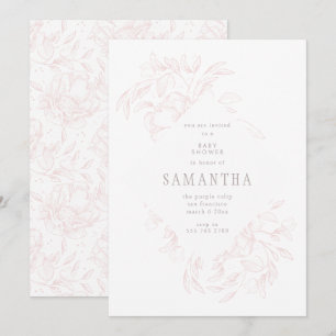 Pink Romantic Floral Baby Shower Invitation