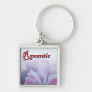 Pink romantic rose flowers keychain