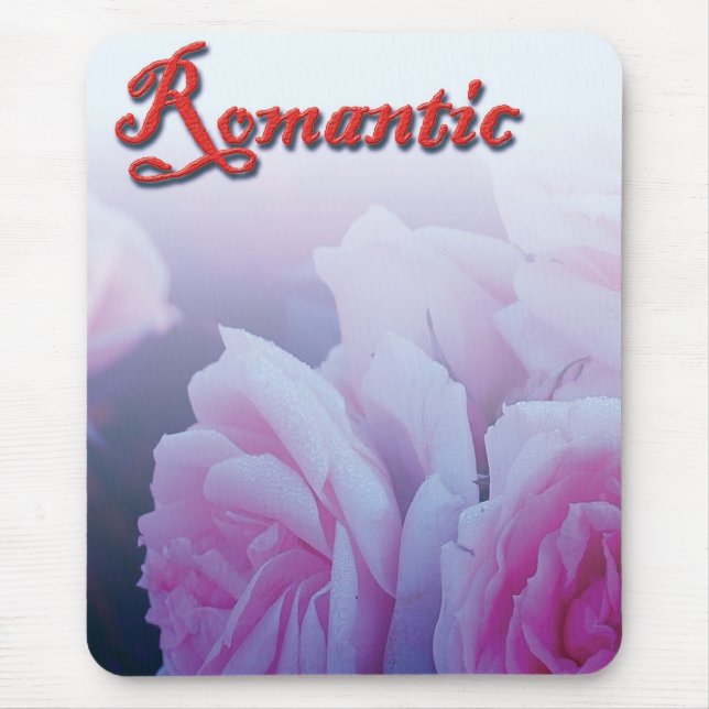 Pink romantic rose flowers mouse pad (Front)