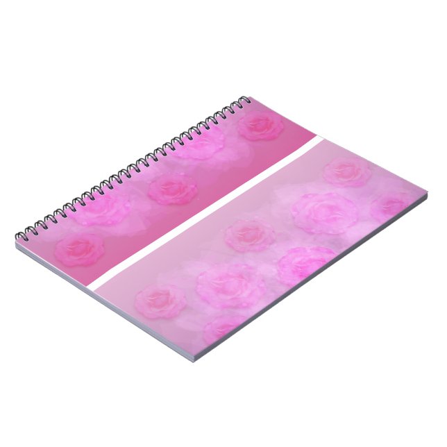PINK Romantic Watercolor roses Notebook (Left Side)