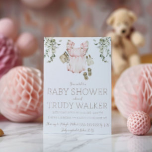 Pink Romper Boho Baby Shower Invitation