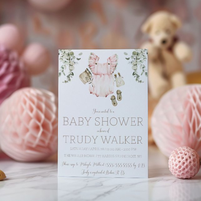 Pink Romper Boho Baby Shower Invitation (Creator Uploaded)