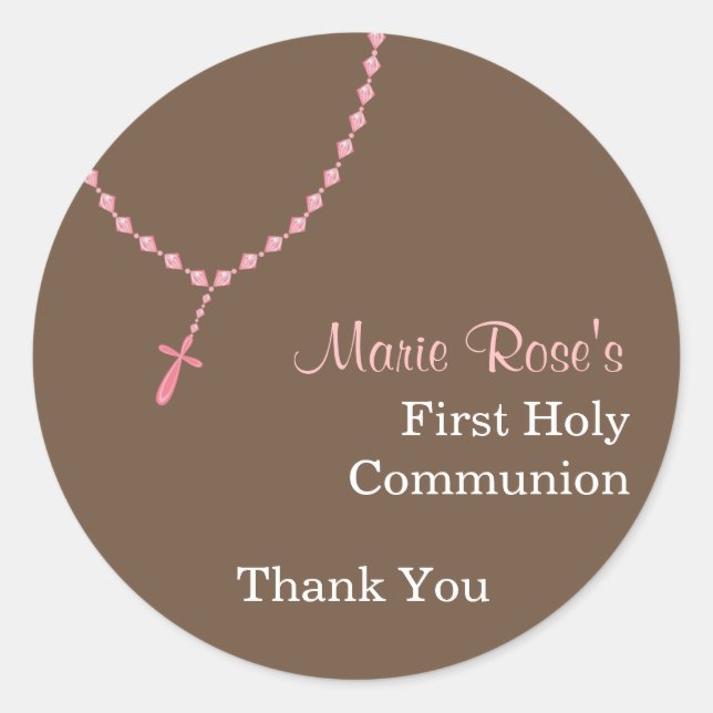 Pink Rosary Round Sticker (Front)