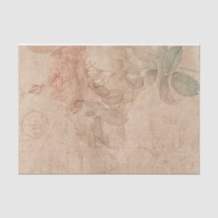 Pink Rose and Bud on a Rustic Style Background Tissue Paper